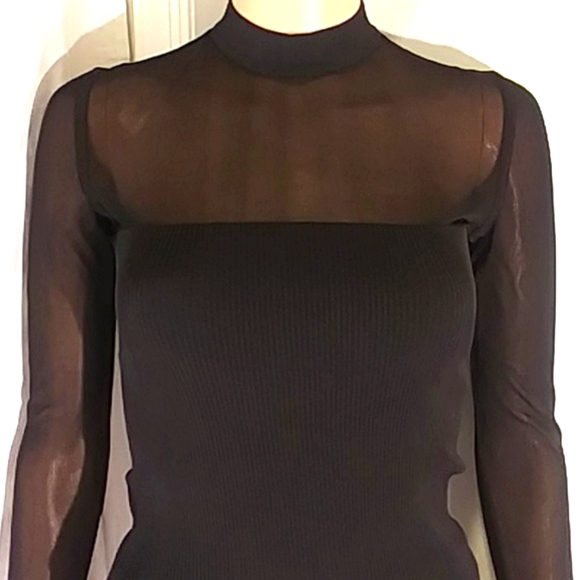 Hot 🔥 Herve Leger Paris Sheer Stretch knit Top - Picture 3 of 14